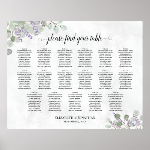 17 Tabelle Hochzeitskarte Lavendel Eukalyptus Poster