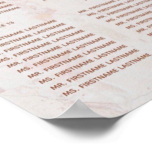 17 Tabelle Hochzeitskarte Marmor Rosa Orchideen Poster (Ecke)