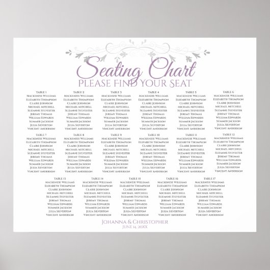 17 Tabelle Lila & grau Hochzeitstabelle Poster (Vorne)