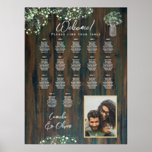 17 Tabelle Rustikales Holz Gypsophila FOTO SITZEND Poster