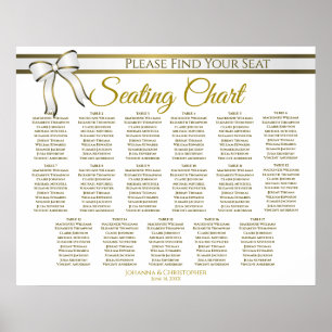 17 Tabelle White & Gold Hochzeitsdiagramm Poster