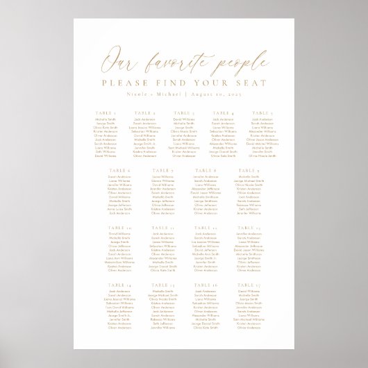 17 Tabellen Unsere Lieblingssitzkarte Poster (Vorne)