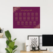 17 Table Cassis Purple Gold Wedding Seating Chart Poster (Heimbüro)