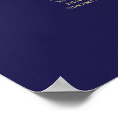 17 Table Lacy Gold Navy Blue Wedding Seating Chart Poster (Ecke)