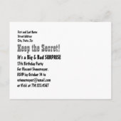 17. TEEN Überraschung Geburtstag Save the Date T17 Ankündigungspostkarte (Rückseite)