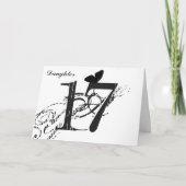 17 th birthday, daughter, butterfly, black & white karte (Vorderseite)