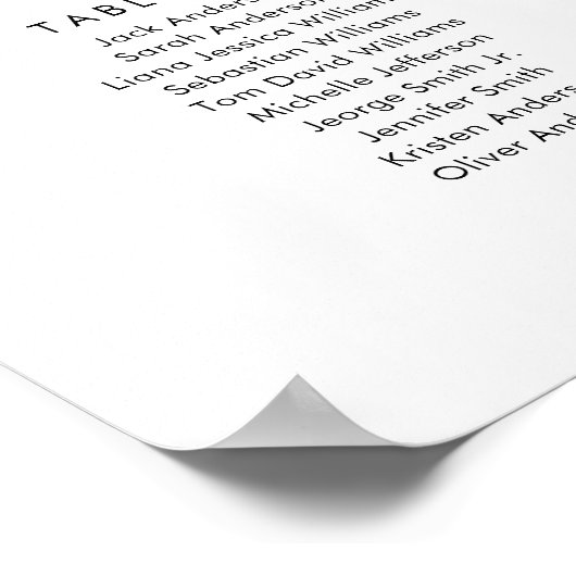 17 Tische Finden Sie Ihre Sitzplakette Poster (Ecke)