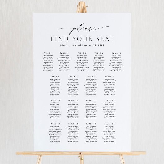 17 Tische Finden Sie Ihre Sitzplakette Poster