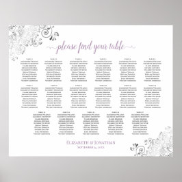 17 Tischlacy White Wedding Seating Chart Lavender Poster
