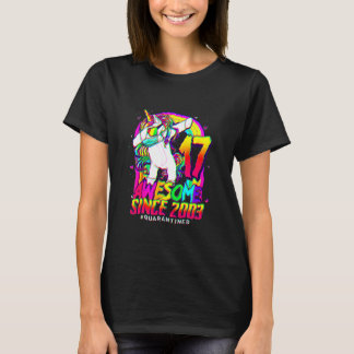 17 Years Old 17 In Quarantine Unicorn Dabbing 17th T-Shirt