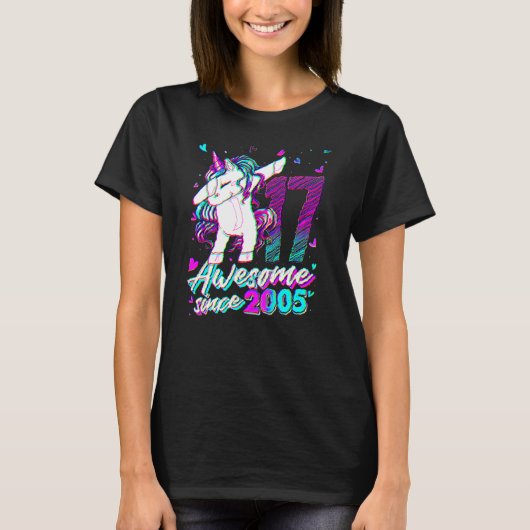 17 Years Old Unicorn Dabbing 17th Birthday Unicorn T-Shirt (Vorderseite)