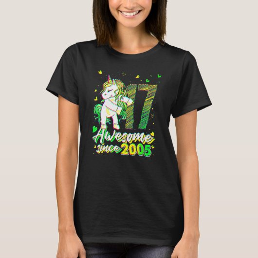 17 Years Old  Unicorn Flossing 17th Birthday Unico T-Shirt (Vorderseite)