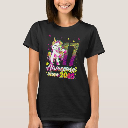 17 Years Old Unicorn Flossing 17th Birthday Unicor T-Shirt (Vorderseite)