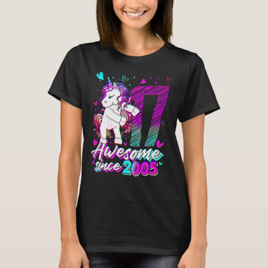 17 Years Old Unicorn Flossing 17th Birthday Unicor T-Shirt (Vorderseite)