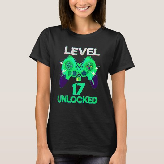 17 Yrs Old Boy Level 17 Unlocked Awesome 2005 Birt T-Shirt (Vorderseite)