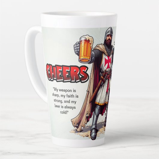 17oz Latte Tasse mit Crusader Knight Design (Linke Ecke)