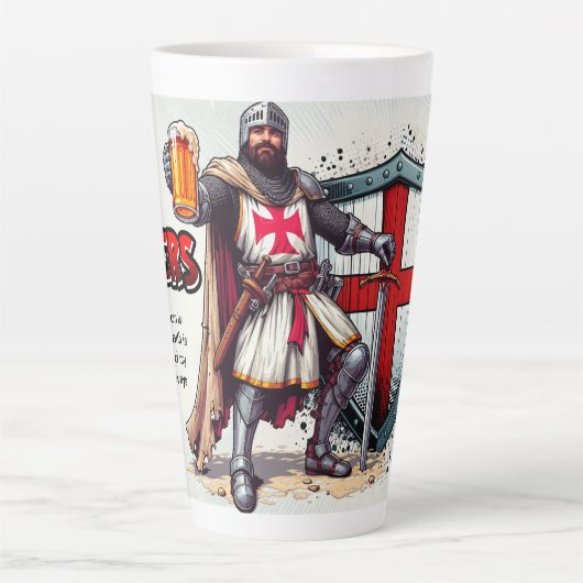 17oz Latte Tasse mit Crusader Knight Design (Vorderseite)