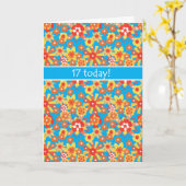 17th Birthday Card, Ditsy Orange Flowers Karte (Gelbe Blume)