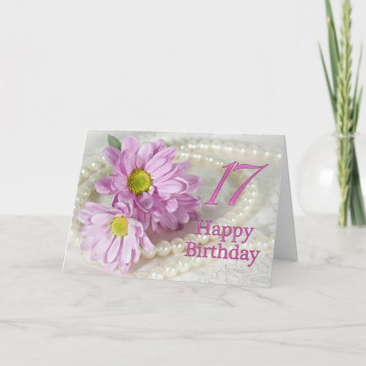 17th Birthday card with daisies Karte (Vorderseite)