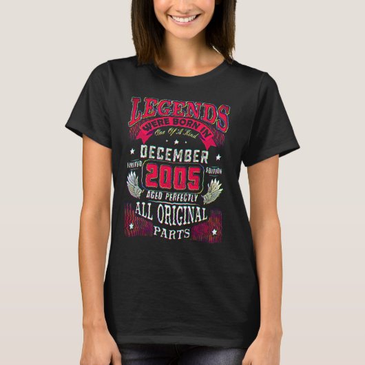 17th Birthday Legends Born In December 2005 17 Yr T-Shirt (Vorderseite)