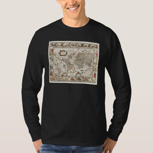 17TH CENTURY ANTIQUE WORLD MAP HISTORY GEOGRAPHY E T-Shirt (Vorderseite)
