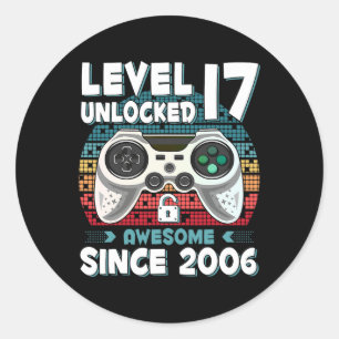 17yr Bday Son Boy Funny Gamer 17. 17. Runder Aufkleber