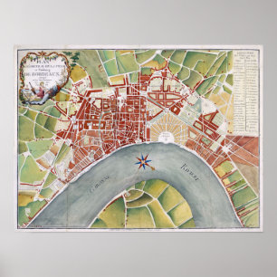 1800 Bordeaux, Frankreich City Plan Poster