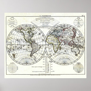 1806 Atlas Map: La Mappemonde von Eustache Hérisso Poster