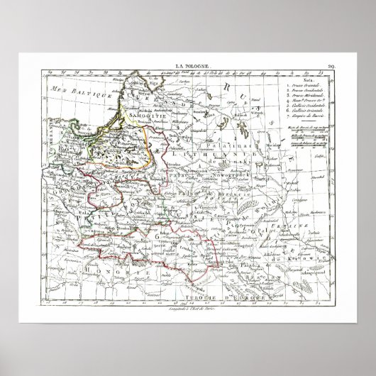 1806 Karte - La Pologne Poster (Vorne)