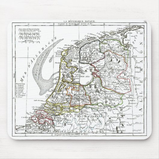 1806 Karte - La Republique Batave Mousepad (Vorne)