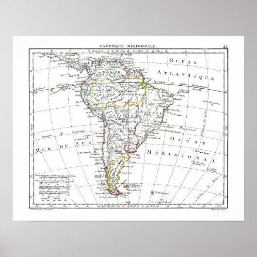 1806 Karte - L'Amérique Méridionale Poster (Vorne)