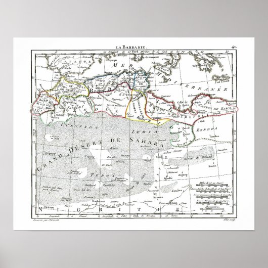 1806 Karte - L'Barbarie Poster (Vorne)