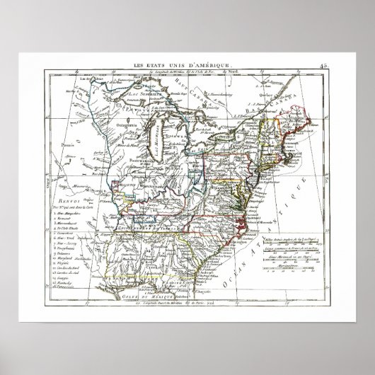 1806 Karte - Les Etats Unis d'Amrique Poster (Vorne)