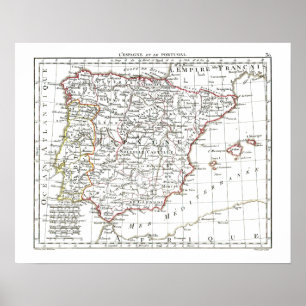 1806 Karte - L'Espagne et le Portugal Poster