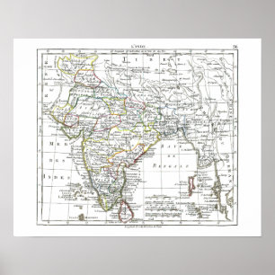 1806 Karte - L'Inde Poster