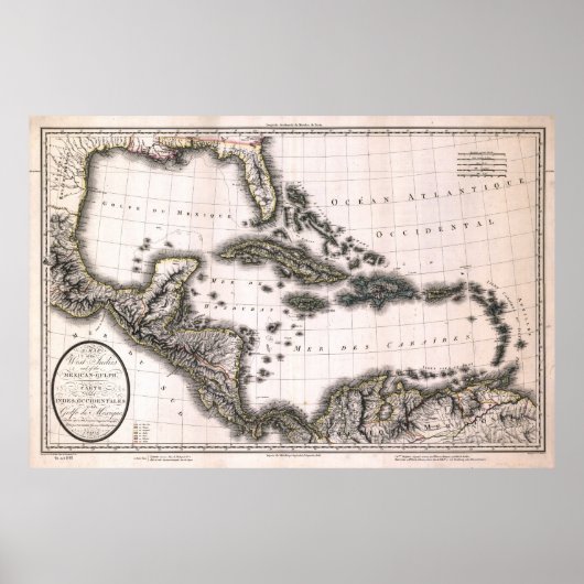 1806 Westindien und Golfplan Poster (Vorne)