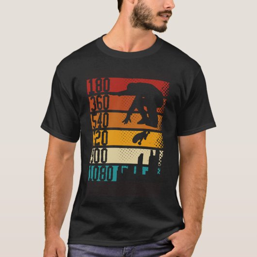 180 360 540 720 900 1080 Rückdruck Skateboarding S T-Shirt (Vorderseite)