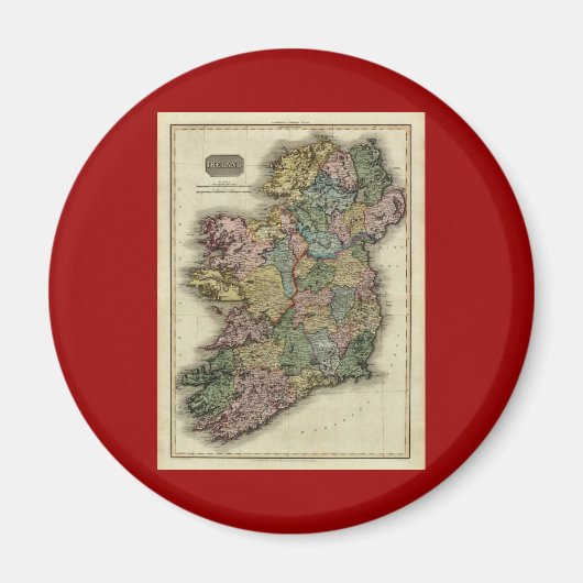 1813 Ireland Map von John Pinkerton Magnet (Vorne)