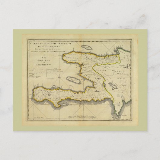 1814 Haiti Map von Mathew Carey Postkarte (Vorderseite)