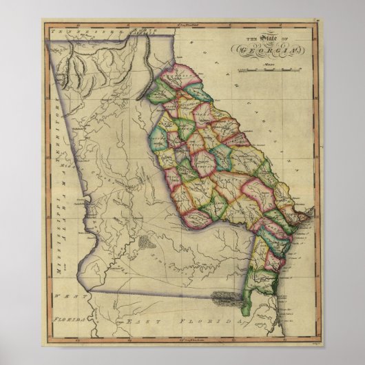 1817 Der Staat Georgiens aus Samuel Lewis Atlas Poster (Vorne)