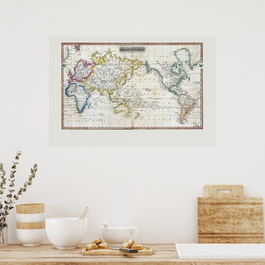1817 Karte der Welt Poster (Küche)