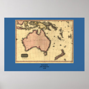 1818 Australasia Map - Australia, New Zealand Poster