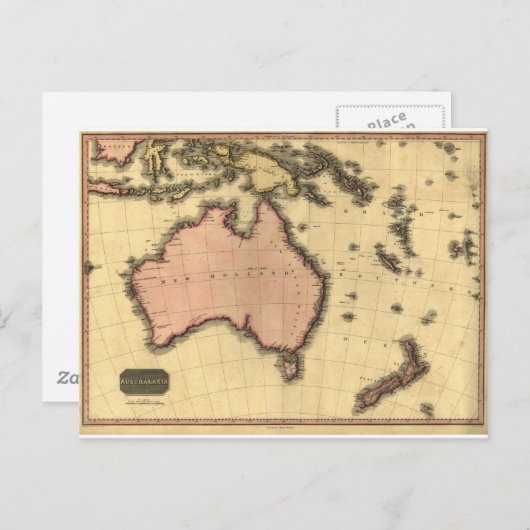 1818 Australasia Map - Australia, New Zealand Postkarte (Vorne/Hinten)