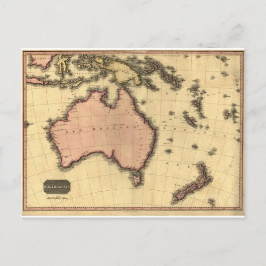 1818 Australasia Map - Australia, New Zealand Postkarte (Vorderseite)
