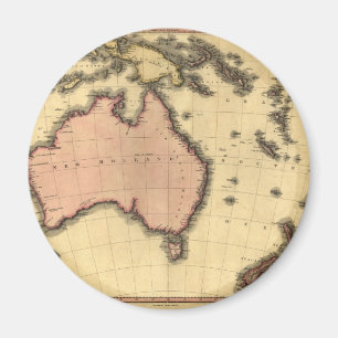 1818 Australasien-Karte - Australien, Neuseeland Magnet