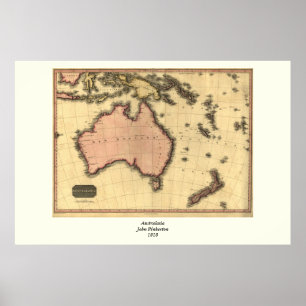 1818 Australasien Karte - Australien, Neuseeland Poster