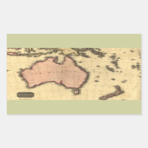 1818 Australasien-Karte - Australien, Neuseeland Rechteckiger Aufkleber