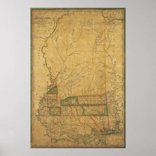 1820 Karte von Mississippi Poster (Vorne)
