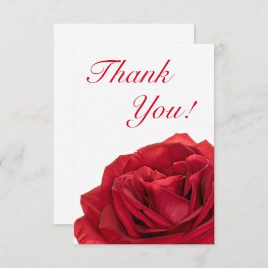 1822-Rote Hochzeit-Rose Dankeskarte (Vorne/Hinten)