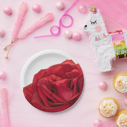 1822-Rote Hochzeit-Rose Pappteller (Party)